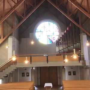 Pfarrkirche Graz Liebenau-St. Paul / Werner Figo Innenansicht zur Rückseite