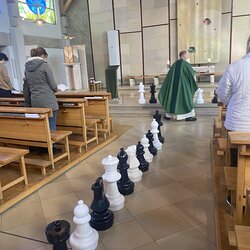 Schach- Gottesdienst und Einweihung des Oudoor- Schachs